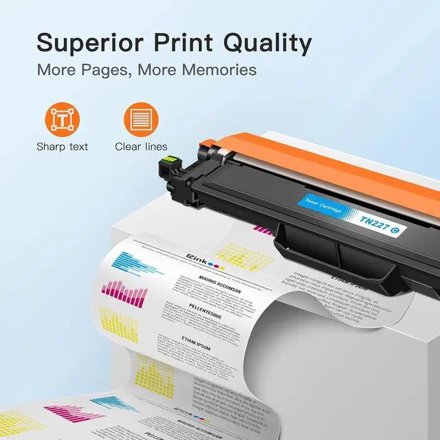 Alt view image 3 of 7 - E-Z Ink TN-227 TN227 Compatible Toner Cartridge Replacement for Brother TN227 TN-227 TN227BK/C/M/Y High Yield to use with HL-L3270CDW HL-L3230CDW HL-L3210CW HL-L3290CDW MFC-L3710CDW (5 Pack)