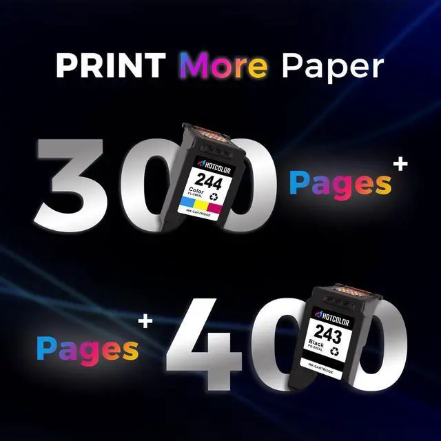 Alt view image 4 of 7 - HOTCOLOR ts3420 Ink cartridges Replacement for Canon Ink 243 244 PG-243 CL-244 for Canon pixma ts3420 Ink TS3400 TR4522 MG2524 (1Black/1Tri-Color, 2PK)