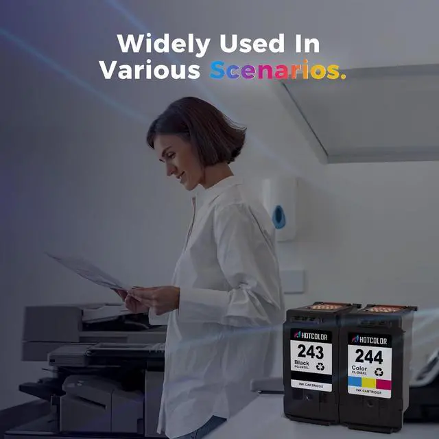 Alt view image 6 of 7 - HOTCOLOR ts3420 Ink cartridges Replacement for Canon Ink 243 244 PG-243 CL-244 for Canon pixma ts3420 Ink TS3400 TR4522 MG2524 (1Black/1Tri-Color, 2PK)
