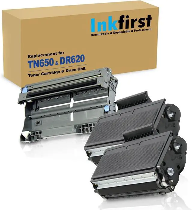 Main image of 3PK-1 Inkfirst DR620 DR-620 Drum Unit + 2 TN650 TN-650 High Yield Toner Cartridges (2 Toner + 1 Drum) Compatible Replacement for Brother HL-5340D HL-5370DW HL-5370DWT DCP-8080DN