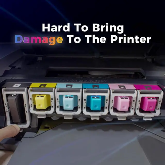 Alt view image 5 of 6 - HOTCOLOR Remanufactured for hp 02 Ink Cartridges Replacement for HP C6280 Ink cartridges Photosmart c7250 Ink C7200 C7280 8250 C6180 C5280 Printer (3BK/2C/2M/2Y/2LC/2LM, 13-Pack)