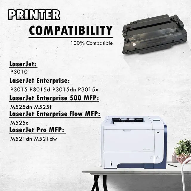 Alt view image 6 of 7 - 2 Inkfirst Compatible Toner Cartridge CE255X 55X Replacement for HP CE255X 55X LaserJet Enterprise M521dn M521dw M525dn M525f P3015 P3015n P3015D P3015DN P3015X P3010 Enterprise Flow M525c
