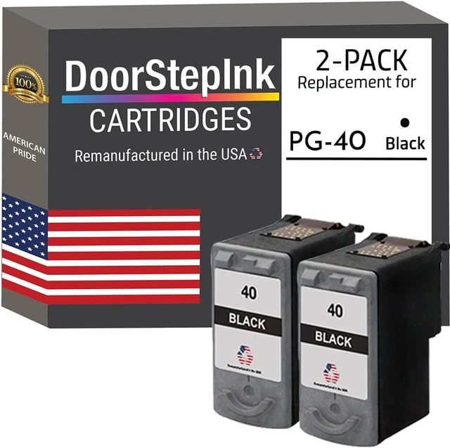 Main image of DoorStepInk Remanufactured in The USA Ink Cartridge Replacements for Canon PG-40 PG 40 PG40 Black 2PK for Canon Pixma iP1700 MP150 MP180 MP190 MP470 iP1800 MP160 Fax JX200 Fax-JX210P
