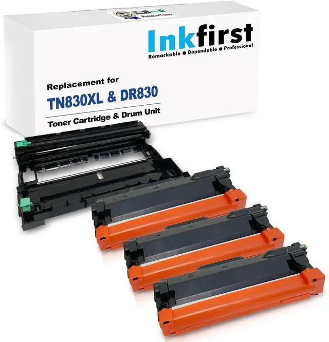 Main image of 4PK-1 Inkfirst DR830 DR-830 Drum Unit + 3 TN830XL TN-830XL Toner Cartridges (2 Toner + 1 Drum) Compatible Replacement for Brother MFC-L2760DW MFC-L2807DW MFC-L2820DW MFC-L2820DWXL MFC-L2900DW