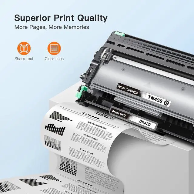 Alt view image 4 of 7 - E-Z Ink (TM) Compatible Toner Cartridge & Drum Unit Replacement for Brother TN450 & DR420 (2 Toner Cartridge & 1 Drum Unit)