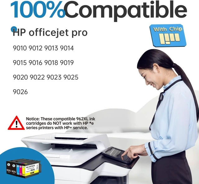 Alt view image 2 of 6 - 5 Pack 962XL Gotoners Replacement for HP 962 XL Ink Cartridge with Latest Chip for HP OfficeJet Pro 9015 9010 9025 9018 9020 9012 (Black, Cyan, Magenta, Yellow) Do Not Work with HP*e Series Printer