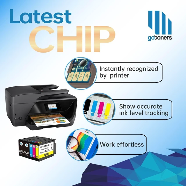 Alt view image 3 of 6 - 5 Pack 962XL Gotoners Replacement for HP 962 XL Ink Cartridge with Latest Chip for HP OfficeJet Pro 9015 9010 9025 9018 9020 9012 (Black, Cyan, Magenta, Yellow) Do Not Work with HP*e Series Printer