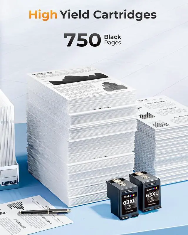 Alt view image 3 of 7 - E-Z Ink (TM Remanufactured Ink Cartridge Replacement for HP 63XL 63 XL to Use with Officejet 3830 5255 5258 4650 4655 3833 5222 Envy 4520 4512 Deskjet 3632 1112 3637 3630 3634 Printer (2 Black)