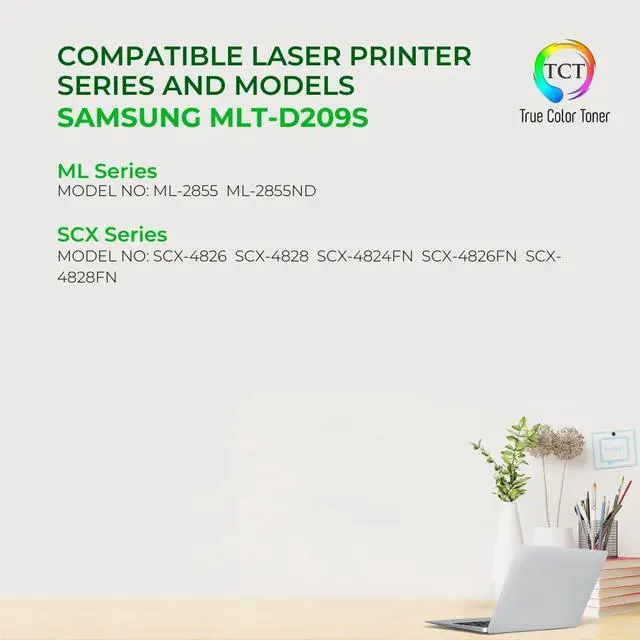 Alt view image 2 of 6 - TCT Premium Compatible Toner Cartridge Replacement for Samsung MLT-D209S Black Works with Samsung SCX-4824 4824FN 4825FN 4826N 4826FN 4828FN 4828HN, ML-2855ND Printers (2,000 Pages)