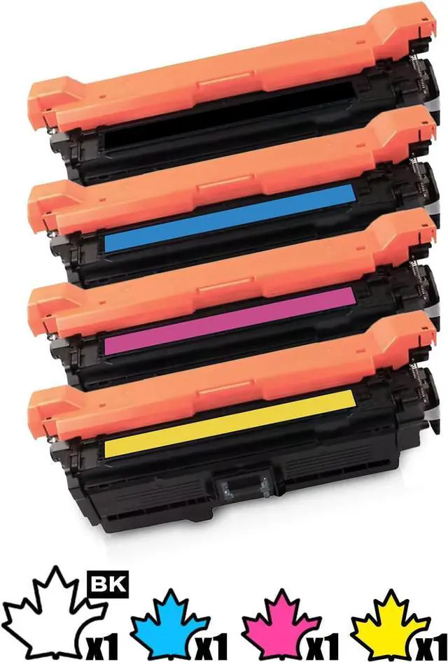 Alt view image 7 of 7 - 1 Set of 4 Inkfirst Compatible Toner Cartridges Replacement for HP CE250X CE251A CE252A CE253A 504X 504A Color LaserJet CP3525N CP3525DN CP3525X CM3530 MFP CM3530fs MFP Black Cyan Magenta Yellow