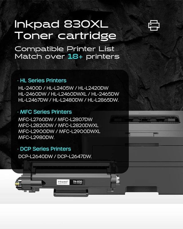 Alt view image 2 of 7 - iNKPAD TN830 TN830XL Toner Cartridge
