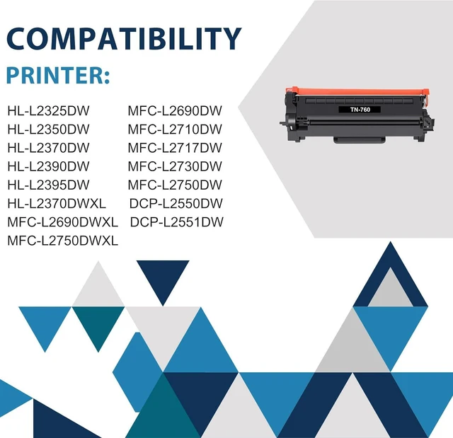 Alt view image 2 of 6 - TN760 TN-760 TN-730 TN730 Toner Cartridge 2-Pack High-Yield Black Compatible for Brother TN760 TN730 TN-760 TN-730 TN 760 730 for DCP-L2550DW HL-L2390DW MFC-L2710DW HL-L2370DW MFC-L2750DW Printer