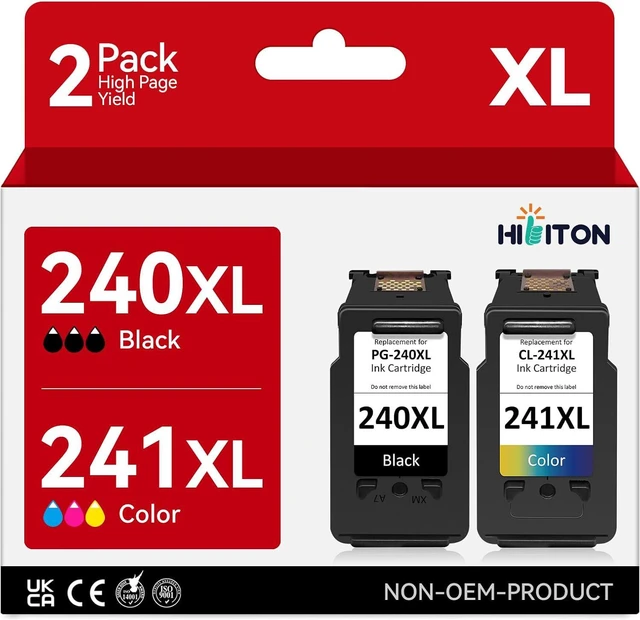 Main image of PG-240 XL/CL-241 XL Black Color Ink Cartridges Replacement for Canon 240XL 241XL Combo Pack, Fit for Canon PIXMA MG3620 MG3600 TS5120 MG3520 MG2120 MX452 MX512 MX532 MX472 Printer (1 Black,1 Color)