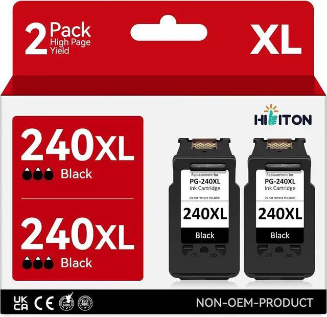 Main image of PG-240 XL Black Ink Cartridges Replacement for Canon 240 Black Ink Cartridge 240xl PG-240XL PG240 PG 240 for Canon PIXMA MG3620 MG3600 TS5120 MG3520 MG2120 MX452 MX512 MX532 MX472 Printer(2 Pack)