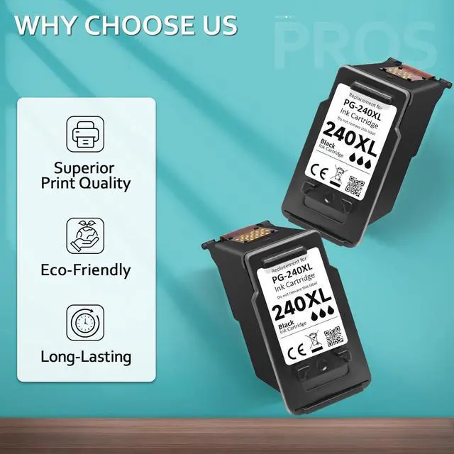 Alt view image 5 of 7 - PG-240 XL Black Ink Cartridges Replacement for Canon 240 Black Ink Cartridge 240xl PG-240XL PG240 PG 240 for Canon PIXMA MG3620 MG3600 TS5120 MG3520 MG2120 MX452 MX512 MX532 MX472 Printer(2 Pack)