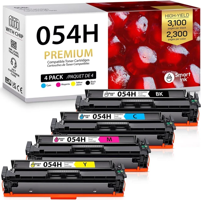 Main image of Smart Ink Compatible Toner Cartridge Replacement for Canon 054H 054 H CRG-054 High Yield to use with Color ImageClass MF642Cdw MF644Cdw LBP622Cdw MF640C Printer 4 Pack (Black Cyan Magenta Yellow)