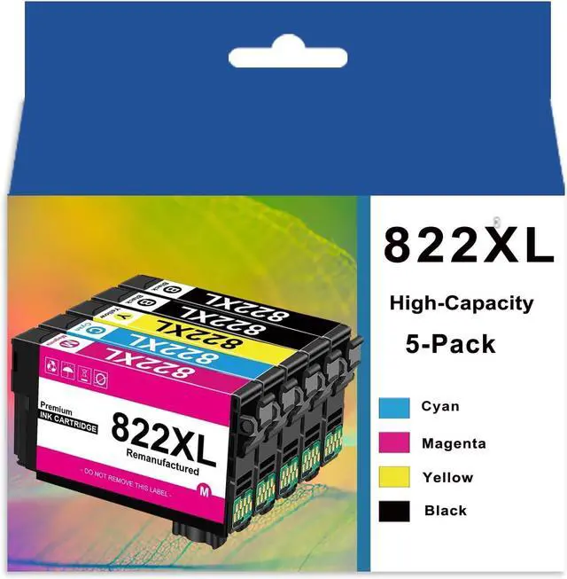 Main image of 822XL Remanufactured for Epson 822XL Ink Cartridges Combo Pack for 822 T822XL for Workforce Pro WF-3820 WF-3823 WF-4820 WF-4830 WF-4833 WF-4834 Printer 5-Pack(2 Black 1 Cyan 1 Magenta 1 Yellow)