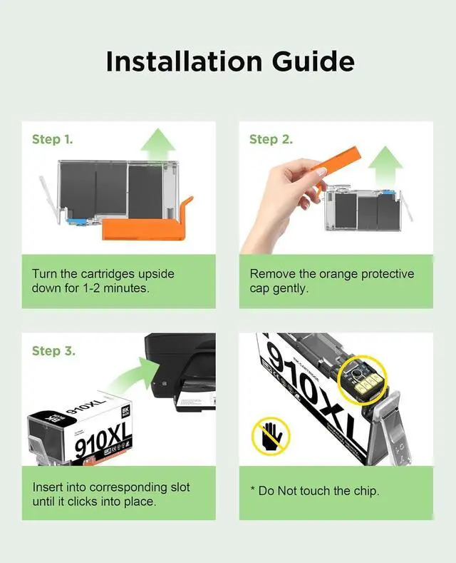 Alt view image 5 of 7 - 910XL Compatible Ink Cartridges Replacement for HP 910 XL Ink Cartridges Combo Pack, Work for OfficeJet Pro 8025 8035 8025e 8035e 8020 8028 Printer (BCMY-4 Pack)