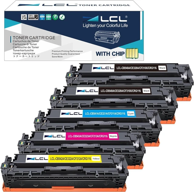 Main image of LCL Remanufactured Toner Cartridge for HP 131X 128A 131A CF210X CF210A CF211A CF212A CF213A (5-Pack 2Black Cyan Magenta Yellow) for HP LaserJet Pro 200 Color M251n M251nw MFP M276n MFP M276nw