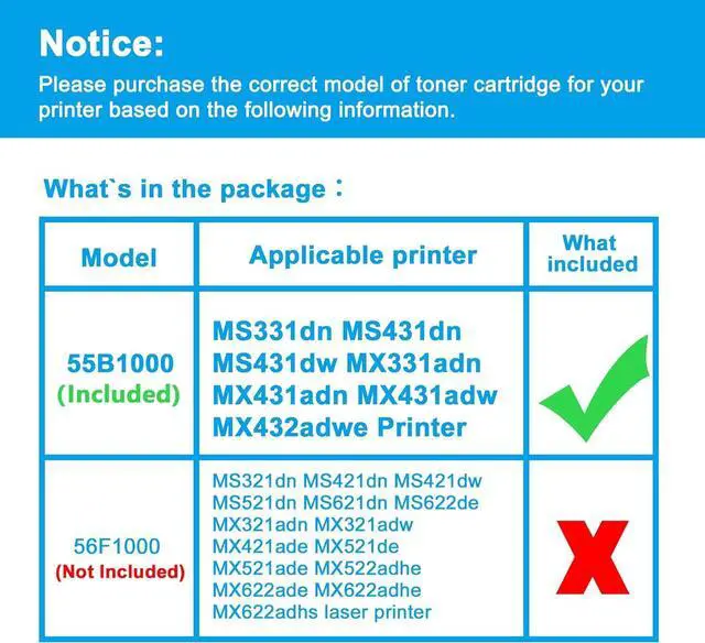 Alt view image 2 of 7 - LCL 55B1000 Black Toner Cartridge Replacement for Lexmark MS331 MS331dn MS431 MS431dn MS431dw MX331 MX331adn MX431 MX431adn MX431adw MX432 MX432adw Printer (1-Pack )