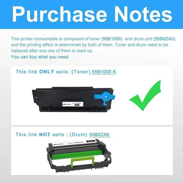 Alt view image 3 of 7 - LCL 55B1000 Black Toner Cartridge Replacement for Lexmark MS331 MS331dn MS431 MS431dn MS431dw MX331 MX331adn MX431 MX431adn MX431adw MX432 MX432adw Printer (1-Pack )