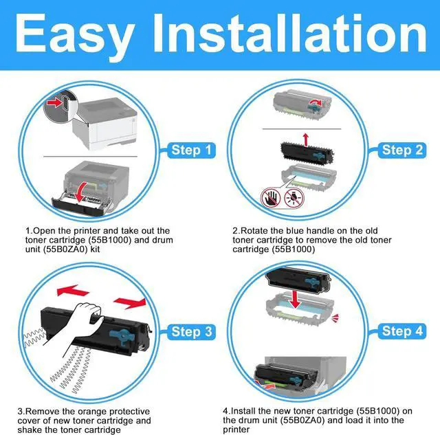 Alt view image 4 of 7 - LCL 55B1000 Black Toner Cartridge Replacement for Lexmark MS331 MS331dn MS431 MS431dn MS431dw MX331 MX331adn MX431 MX431adn MX431adw MX432 MX432adw Printer (1-Pack )