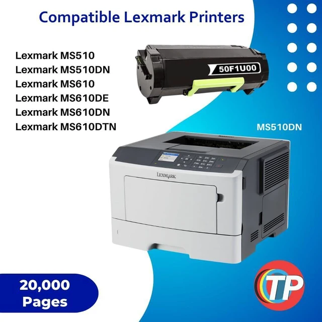 Alt view image 2 of 5 - TonerParts Replacement 50F1U00, 501U Toner Cartridge 20,000 Pages for Lexmark MS510, MS510DN, MS610, MS610DE, MS610DN, MS610DTN Black - High Yield