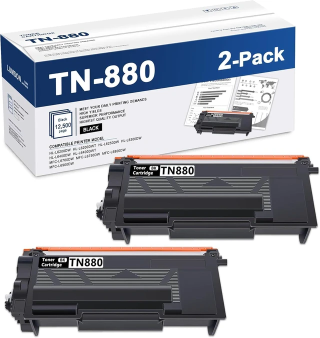 Main image of TN-880 TN880 Toner Cartridge High Yield 2 Pack Replacement for Brother TN 880 HL-L6200DW HL-L6250DW HL-L6300DW HL-L6400DW HL-L6400DWT MFC-L6700DW MFC-L6750DW MFC-L6800DW Printer Toner, Black