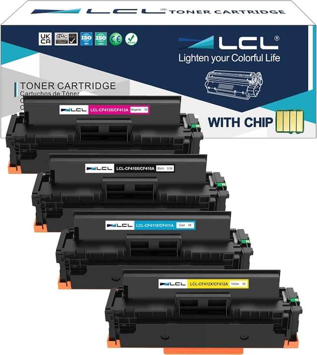 Main image of LCL Compatible Toner Cartridge for HP 410A 410X CF410A CF410X CF411X CF412X CF413X for HP Color LaserJet Pro MFP M477fnw MFP M477fdn MFP M477fdnwMFP M452dn MFP M452dw MFP M452nw (for K/C/M/Y,4-Pack)