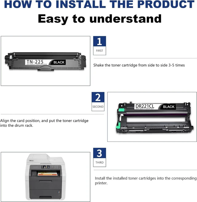 Alt view image 6 of 7 - 2-Pack TN225 Black Toner Cartridge Compatible Replacement for Brother TN-225 TN221 TN225bk MFC-9130CW MFC-9330CDW MFC-9340CDW DCP-9020CDN HL-3140CW HL-3150CDN HL-3170CDW HL-3180CDW Printer