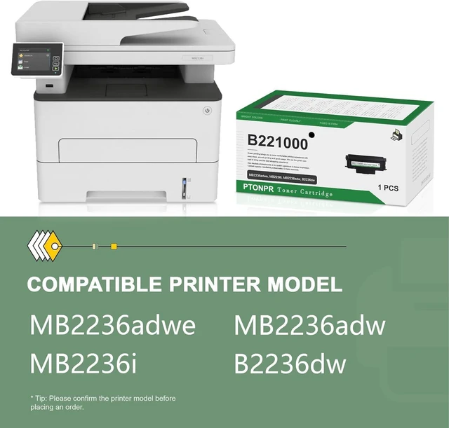 Alt view image 2 of 7 - B221000 Black Toner Cartridge (1-Pack) - Compatible B2236 High Yield Black Toner Cartridge Replacement for Lexmark MB2236adwe MB2236i MB2236adw B2236dw Printer