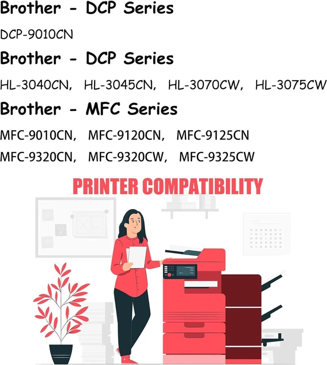Alt view image 2 of 7 - Compatible TN-210 Brother TN210 Toner Cartridge DCP-9010CN HL-3040CN HL-3045CN HL-3070CW HL-3075CW MFC-9010CN MFC-9120CN MFC-9125CN MFC-9320CN MFC-9320CW MFC-9325CW (1 Set B/C/M/Y)