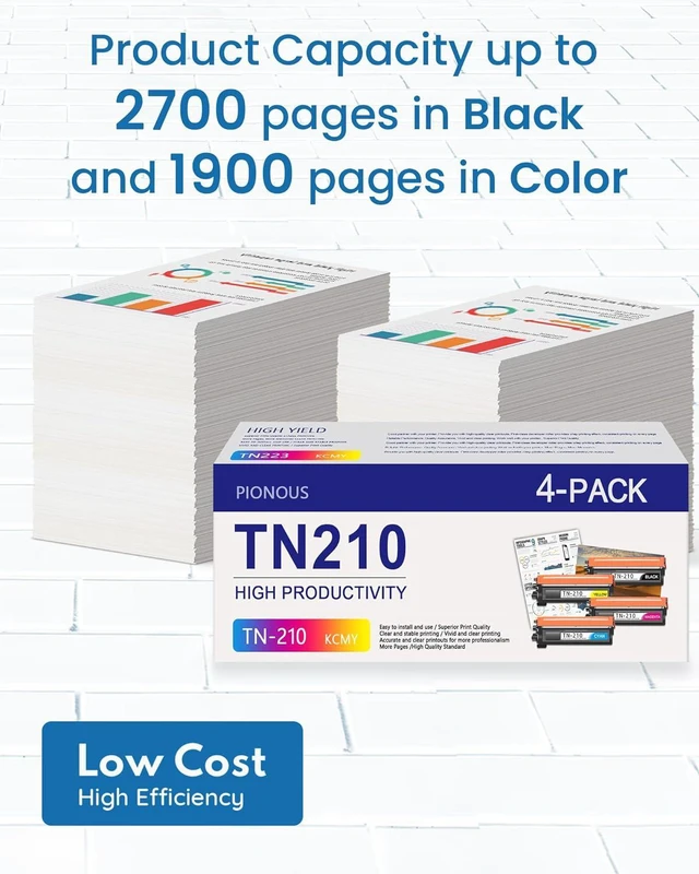 Alt view image 3 of 7 - TN-210 TN210 Toner Cartridge High Yield 4 Pack Replacement for Brother TN 210 HL-3040CN HL-3045CN MFC-9120CN MFC-9325CW MFC-9125CN MFC-9320CW PrinterTN210BK TN210C TN210M TN210Y