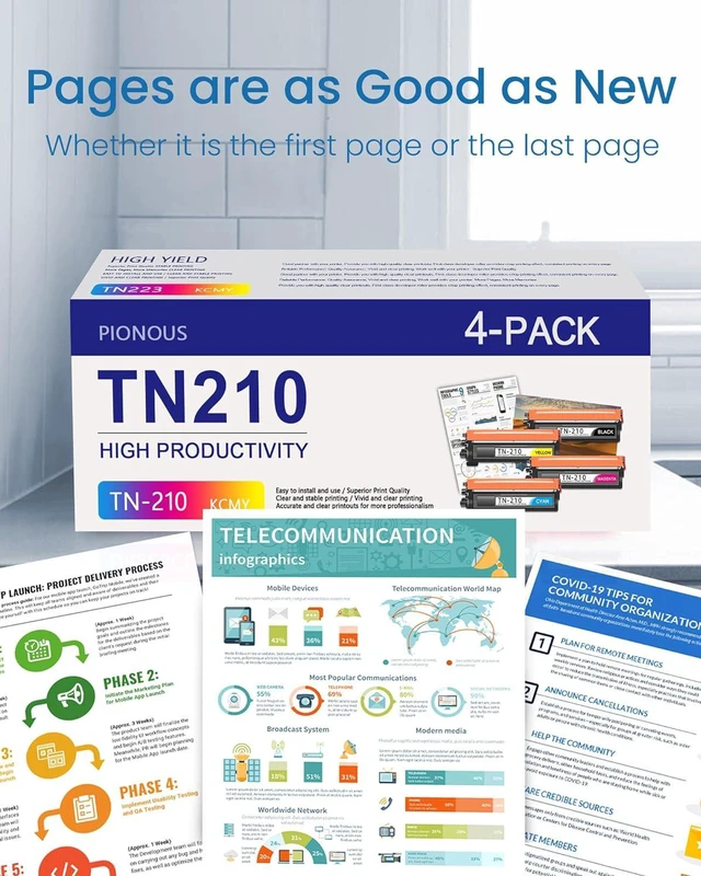 Alt view image 5 of 7 - TN-210 TN210 Toner Cartridge High Yield 4 Pack Replacement for Brother TN 210 HL-3040CN HL-3045CN MFC-9120CN MFC-9325CW MFC-9125CN MFC-9320CW PrinterTN210BK TN210C TN210M TN210Y