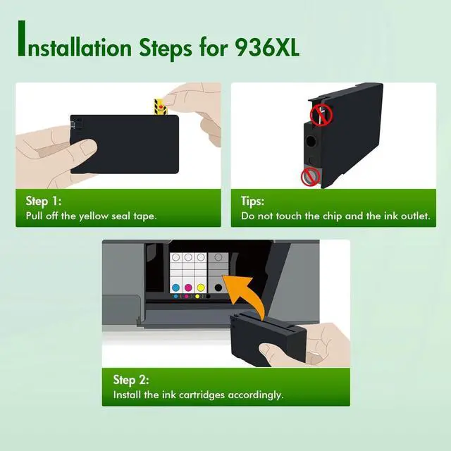 Alt view image 4 of 7 - 936XL 936e Ink Cartridges Combo Pack: Replacement for HP 936XL 936 Combo Pack for HP OfficeJet Pro 9120e Series 9125e 9122e 9128e 9120b 9130b 9130e 9135e 9730e Printer4 Pack