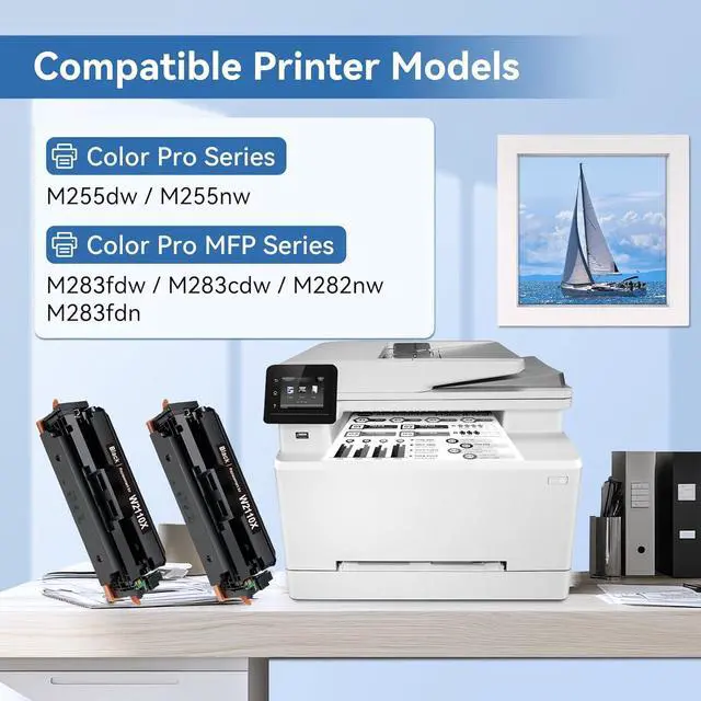 Alt view image 2 of 7 - 206X Black High Yield Toner Cartridge (with Chip) Compatible Replacement for HP 206X 206A W2110X W2110A Black Toner for Color Pro MFP M283fdw M283cdw M255dw M255 M282 M283 Printer (2 Pack)
