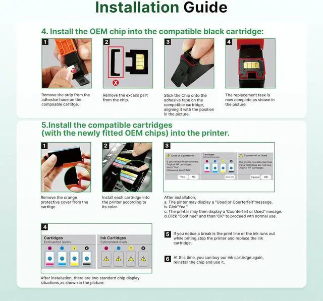 Alt view image 7 of 7 - 923 Ink Cartridges Combo Pack Without Chip High Yield Compatible for HP 923 Ink Cartridges 923XL Work for OfficeJet Pro 8130e 8135e 8139e 8138e 8120e 8122e 8124e (4 Pack, Black Cyan Magenta Yellow)