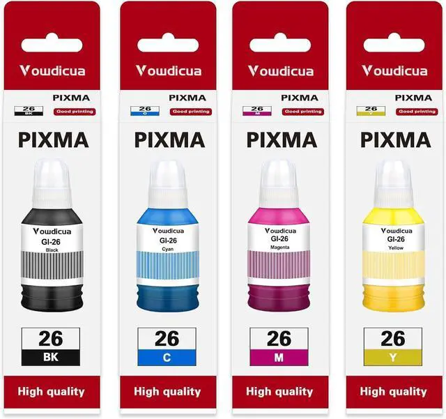 Main image of GI-26 GI26 Ink Refill Bottles Replacement for Canon GI-26 GI26 Ink GX3020 GX4020 GX5020 GX6020 GX6021 GX7020 GX7021 Printer (4-Pack Black Cyan Magenta Yellow)