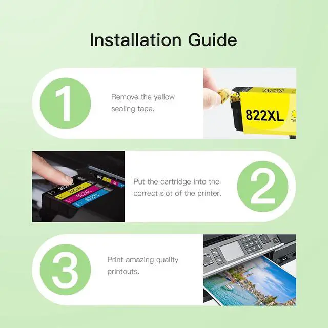 Alt view image 7 of 7 - 822XL Ink Cartridges High Capacity Black Colour Remanufactured for Epson 822 XL T822XL T822 Combo Pack to use with Workforce Pro WF-3820 3823 4820 4830 4833 4834 Printer (4 Pack)