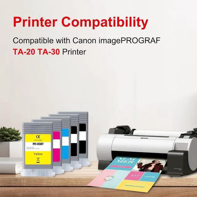 Alt view image 2 of 7 - PFI-030 Ink Cartridge Replacement for Canon PFI030 Ink for imagePROGRAF TA-20 TA-30 TM-240 TM-340 Printers, 5-Pack PFI030 Pigment Ink Tank Set (PFI-030MBK PFI-030BK PFI-030C PFI-030M PFI-030Y, 55ML)
