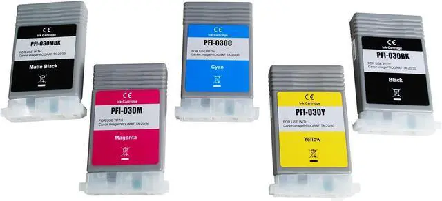 Alt view image 7 of 7 - PFI-030 Ink Cartridge Replacement for Canon PFI030 Ink for imagePROGRAF TA-20 TA-30 TM-240 TM-340 Printers, 5-Pack PFI030 Pigment Ink Tank Set (PFI-030MBK PFI-030BK PFI-030C PFI-030M PFI-030Y, 55ML)