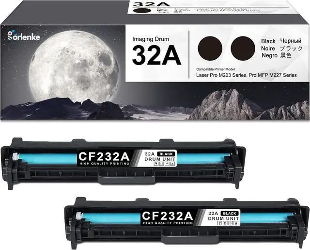 Main image of 32A Imaging Drum Black Extra High-yield 2-Pack 32A Drum Unit Replacement for HP 32A Imaging Drum CF232A Works with MFP M227 M227fdw M227fdn M227sdn M203 M203dw M203d M203dn Printer (No Toner Included)