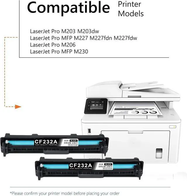 Alt view image 2 of 6 - 32A Imaging Drum Black Extra High-yield 2-Pack 32A Drum Unit Replacement for HP 32A Imaging Drum CF232A Works with MFP M227 M227fdw M227fdn M227sdn M203 M203dw M203d M203dn Printer (No Toner Included)