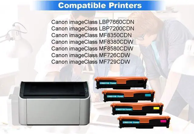 Alt view image 2 of 6 - InkSpire 4PK Compatible CRG 118 Toner for MF8380cdw, MF8580cdw Toner, MF8350cdn MF726cdw MF729cdw LBP7660cdn