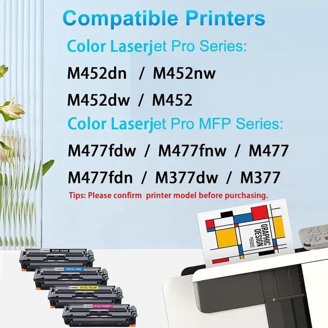 Alt view image 2 of 6 - CF410A 410A Toner Cartridge 4 Pack Replacement for HP 410A CF410A for Color Pro M452dn M452dw M452nw MFP M477fdw M477fdn M477fnw M377dw Printer (Black/Cyan/Magenta/Yellow, 4-Pack)
