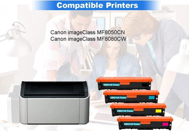 Alt view image 2 of 6 - InkSpire 4PK Compatible Canon 116 High Yield Toner CRG116 for Canon MF8080CW, MF8050CN Black, Cyan, Magenta, Yellow