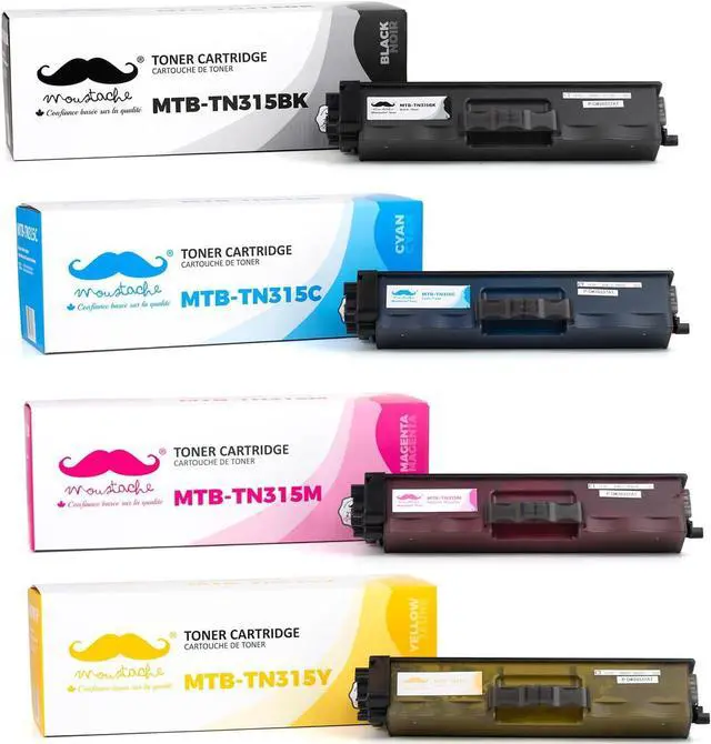 Main image of 4 PK Moustache Compatible for Brother TN-315 TN315 TN310 Black Cyan Magenta Yellow Toner Cartridges Compatible for Brother HL-4150CDN HL-4570CDW HL-4570CDWT MFC-9460CDN MFC-9560CDW MFC-9970CDW