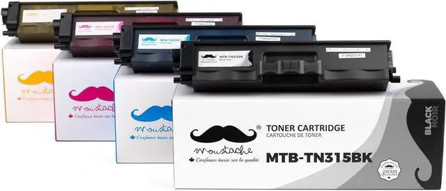 Alt view image 7 of 7 - 4 PK Moustache Compatible for Brother TN-315 TN315 TN310 Black Cyan Magenta Yellow Toner Cartridges Compatible for Brother HL-4150CDN HL-4570CDW HL-4570CDWT MFC-9460CDN MFC-9560CDW MFC-9970CDW