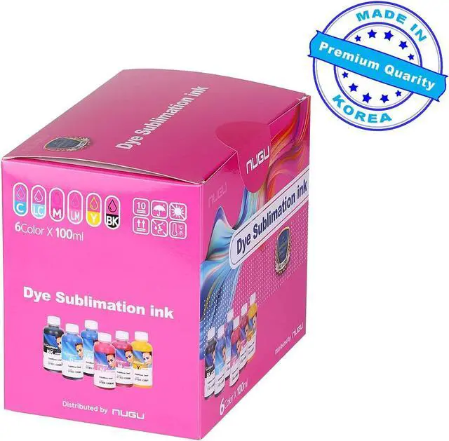 Alt view image 2 of 6 - NUGU 6 X 100ml Sublimation Ink, High Density Professional Dye Sublimation Ink, Made by in Korea, for Inkjet Printers, Heat Transfer on Mugs, t-Shirts, Phone Case etc. (6 Color) Refill Bottles Set