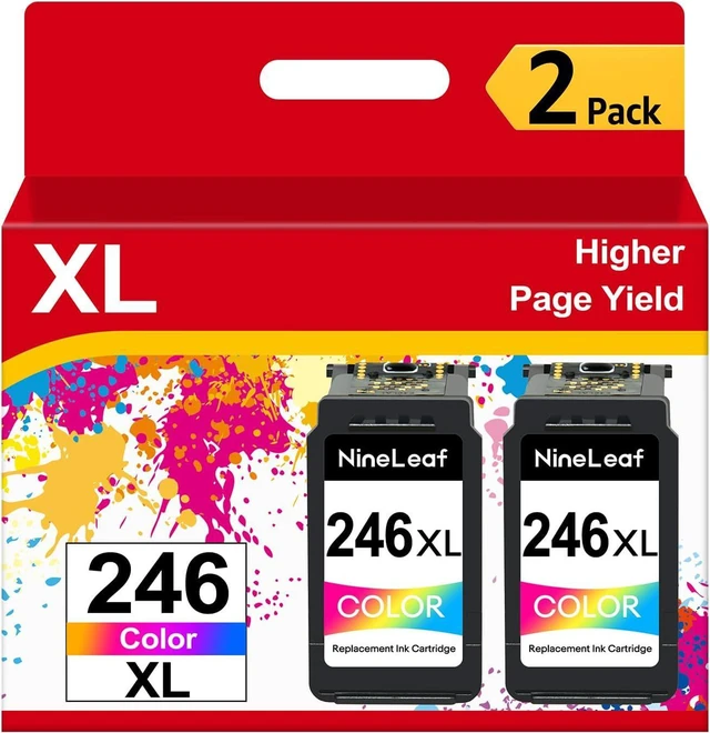 Main image of NineLeaf Remanufactured Ink Cartridges High Yield Compatible for Canon CL246XL CL-246XL 246 XL PIXMA MX492 MG2920 MG2520 IP2820 MG2420 MG2922 MG2924 Show Accurate Ink Level (Tri-Color, 2 Pack)